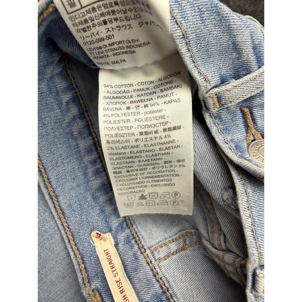 Levis Premium 724 High Rise Straight Jeans Light Wash Raw Hem Size 24 Womens - Picture 8 of 10